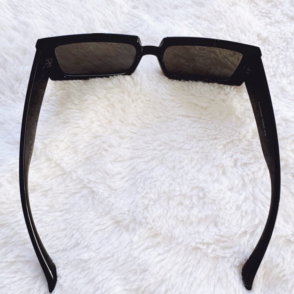 Aaron Black w/ Green Tint Rectangular Sunglasses - Picture 8 of 11